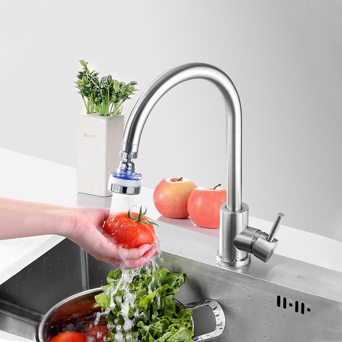 3Pack Universal 360 Degrees Rotating Faucet Water Filter Kit With 6 Replacement Filter For Kitchen & Bathroom Sink